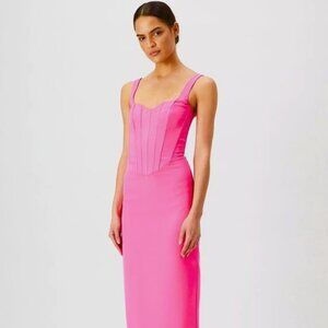 BARDOT FITTED MIDI CORSET PINK DRESS ***MSRP $129*** - NWT